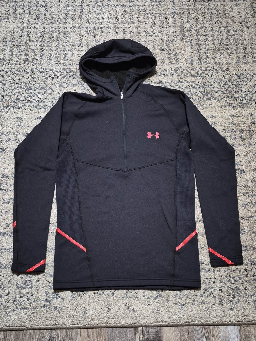 Under Armour Black Hoodie with Pink Logo and Trim